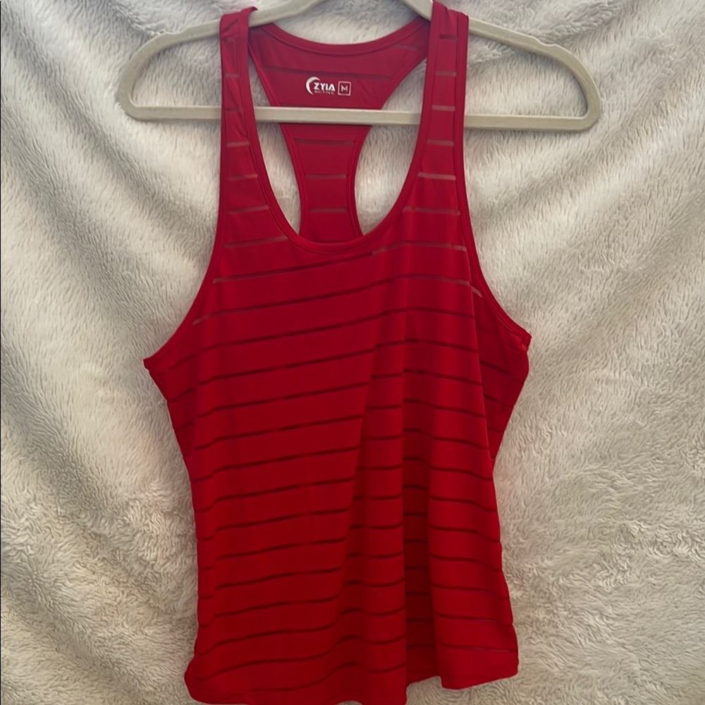 ZYIA Stylish Red Striped Tank Top